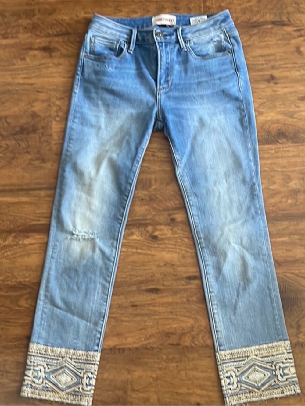 DRIFTWOOD Light Blue Embroidered Hem Women’s Jeans
